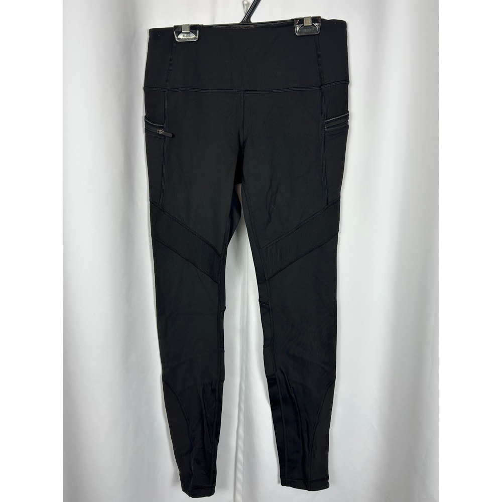 Lululemon Tight Stuff Tight II 28 Black Ribbed Compression Running Leggings 6